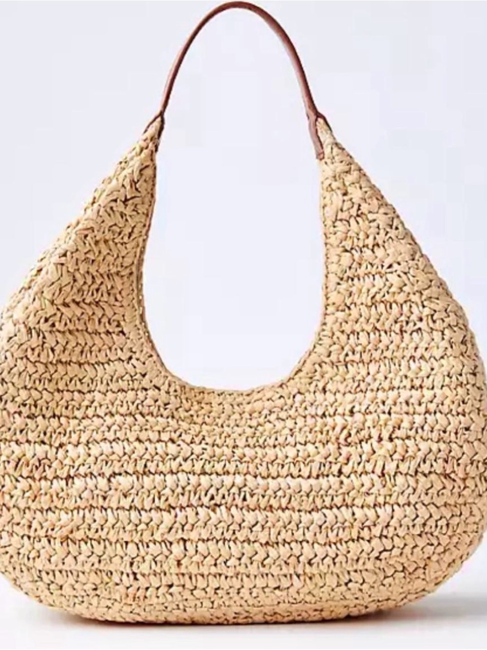 Woven Straw Hobo Shoulder Bag in Natural